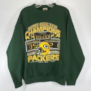 Vintage Tultex Green Bay Packers Super Bowl XXXI 1997 Crewneck Sweatshirt Large